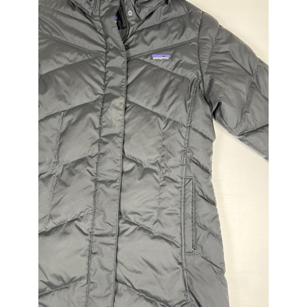 Patagonia Women’s Large Silent Down Parka Long Puffer Hooded Coat Black - Picture 8 of 14